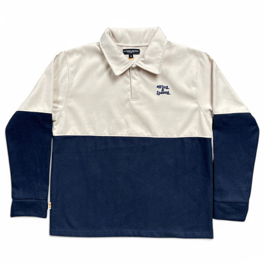 Script Wool Rugby Polo Navy